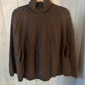 INC International Concepts Sweater Knit Black Poncho, Size S/M